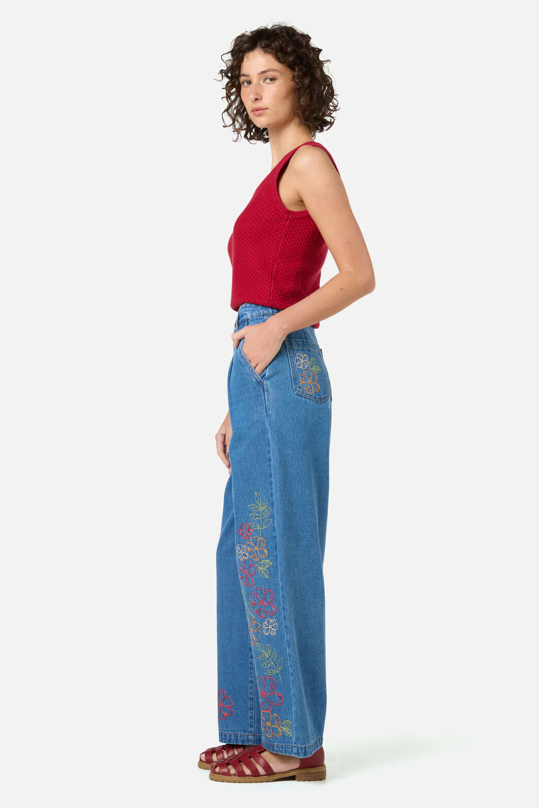 Alexa Flower Embroidered Jean - Image 3