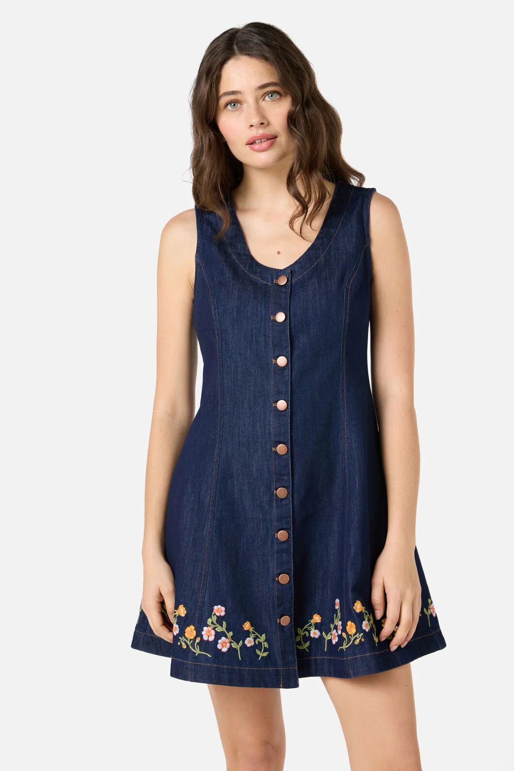 Alyssa Embroidered Denim Dress - Image 3