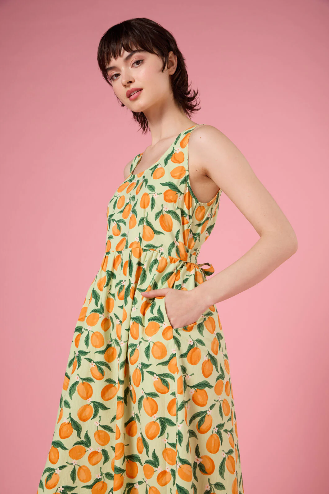 Apricots Gathered Midi Dress - Image 3