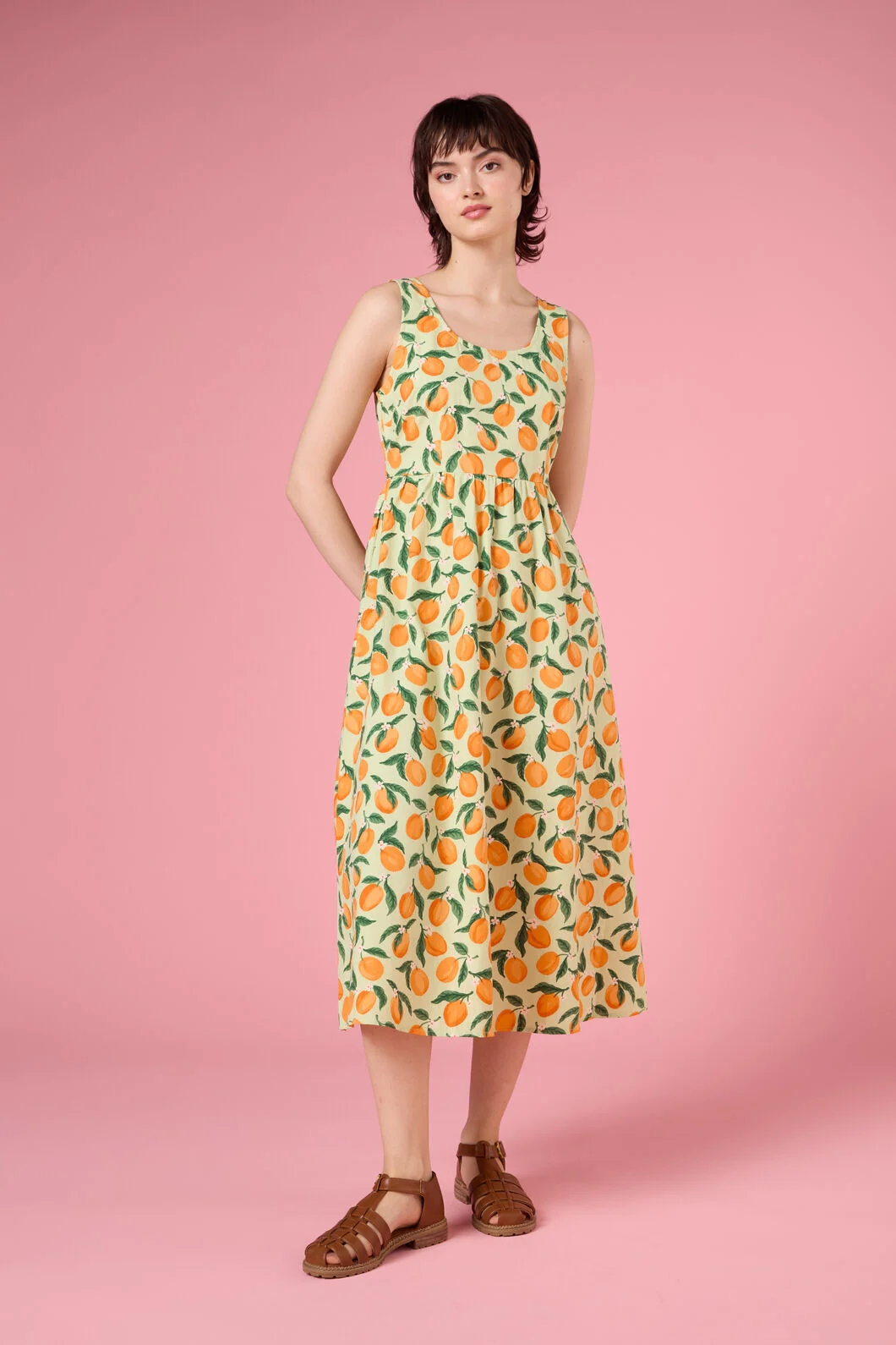 Apricots Gathered Midi Dress - Image 5