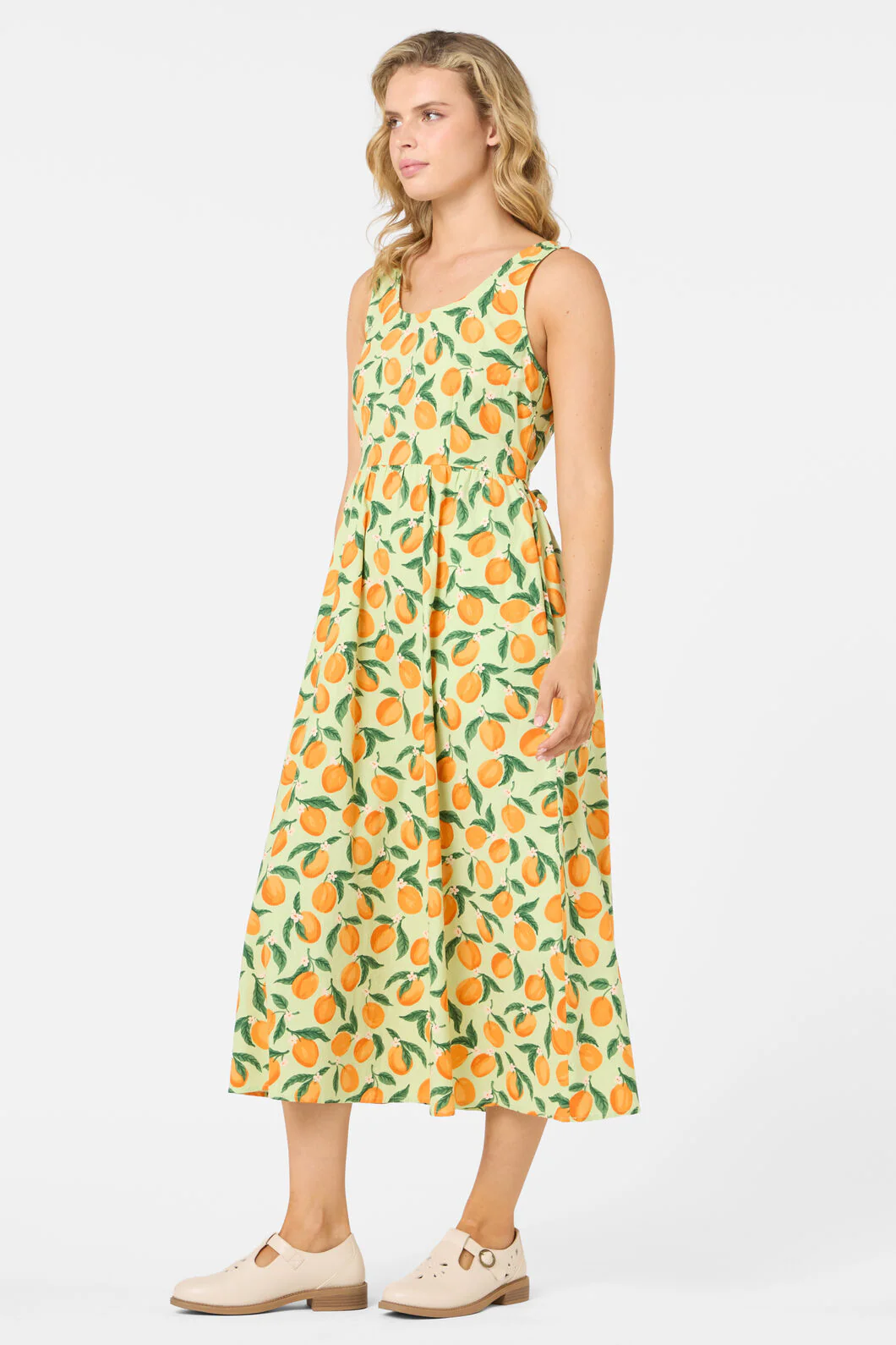 Apricots Gathered Midi Dress - Image 6