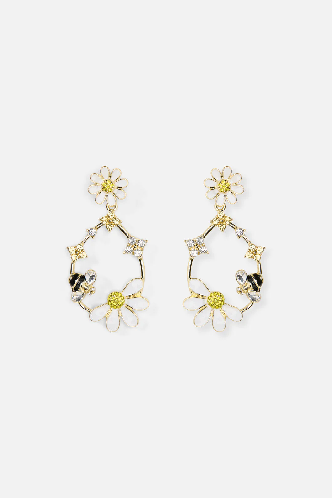 Bee & Flower Drop Earrings