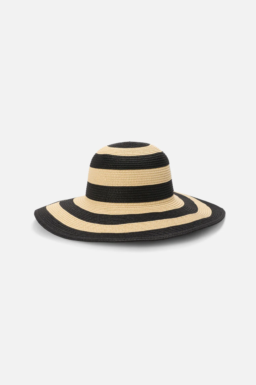Black & Cream Straw Sun Hat - Image 2