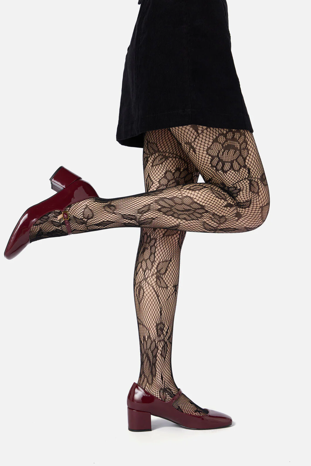 Black Flower Fishnet Tights - Image 3
