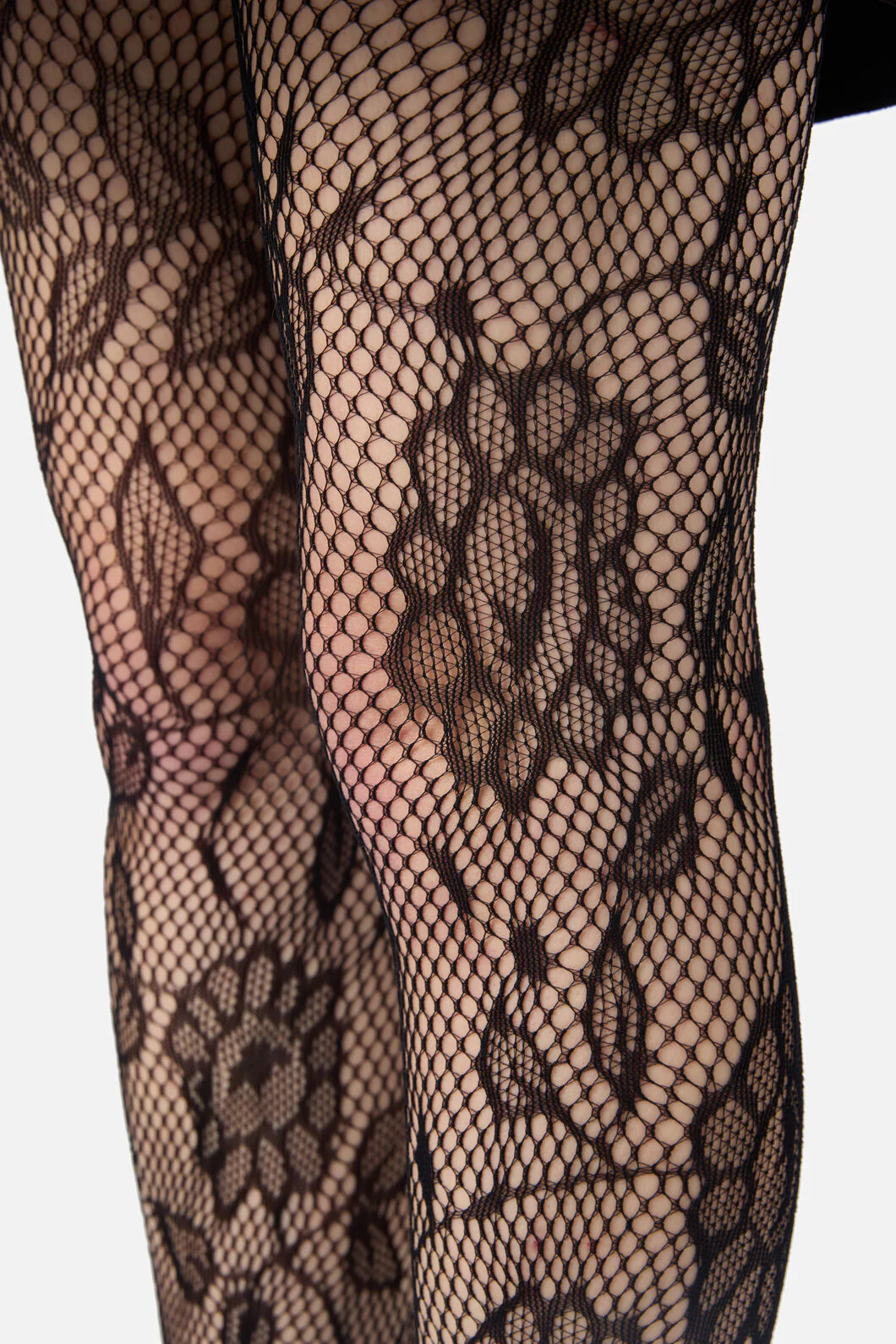 Black Flower Fishnet Tights - Image 4