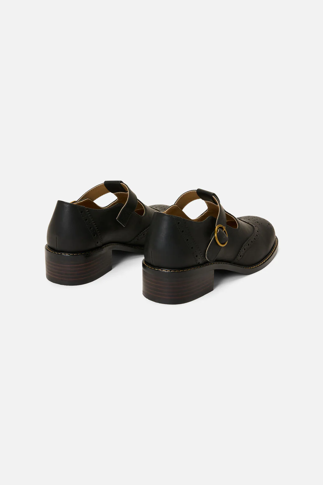 Black T Bar Brogue Shoe - Image 4