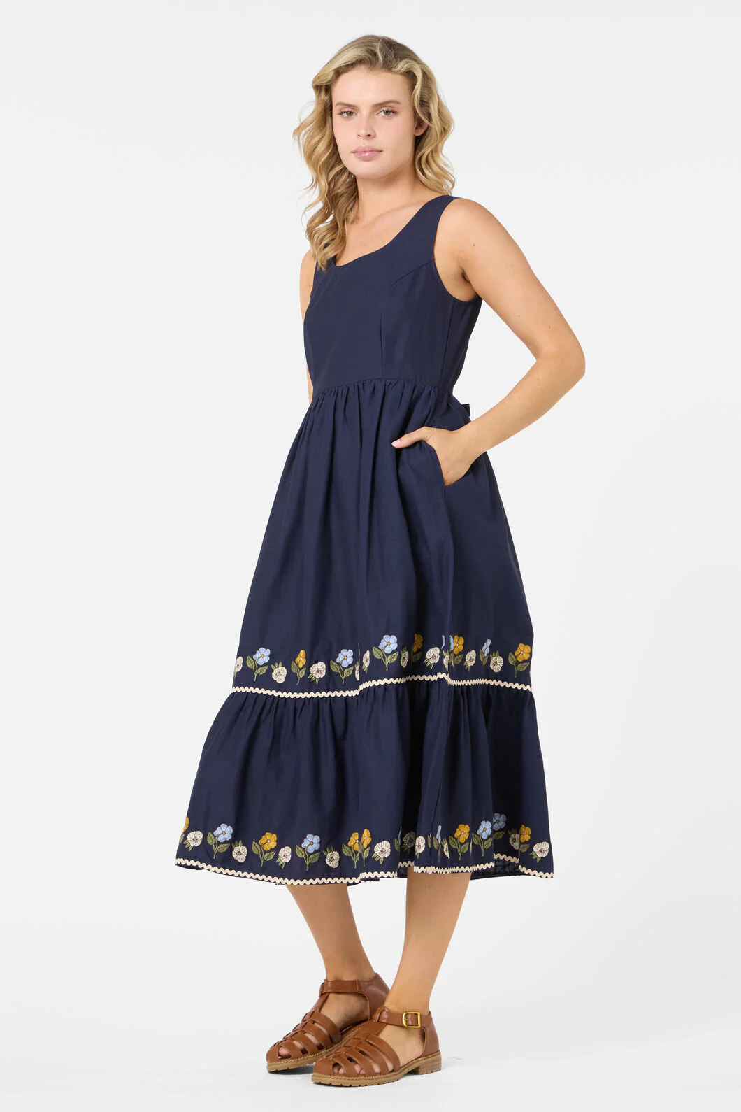 Blooms Embroidered Midi Dress - Image 3