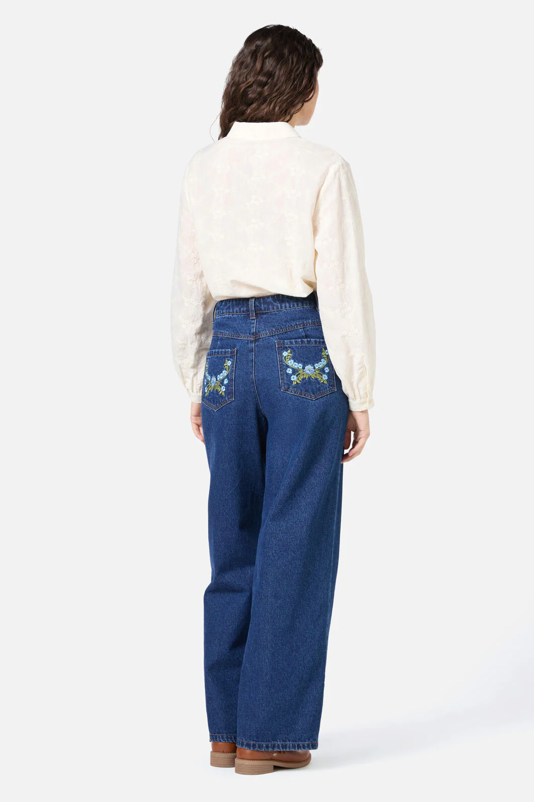 Blue Blooms Embroidered Jean - Image 4
