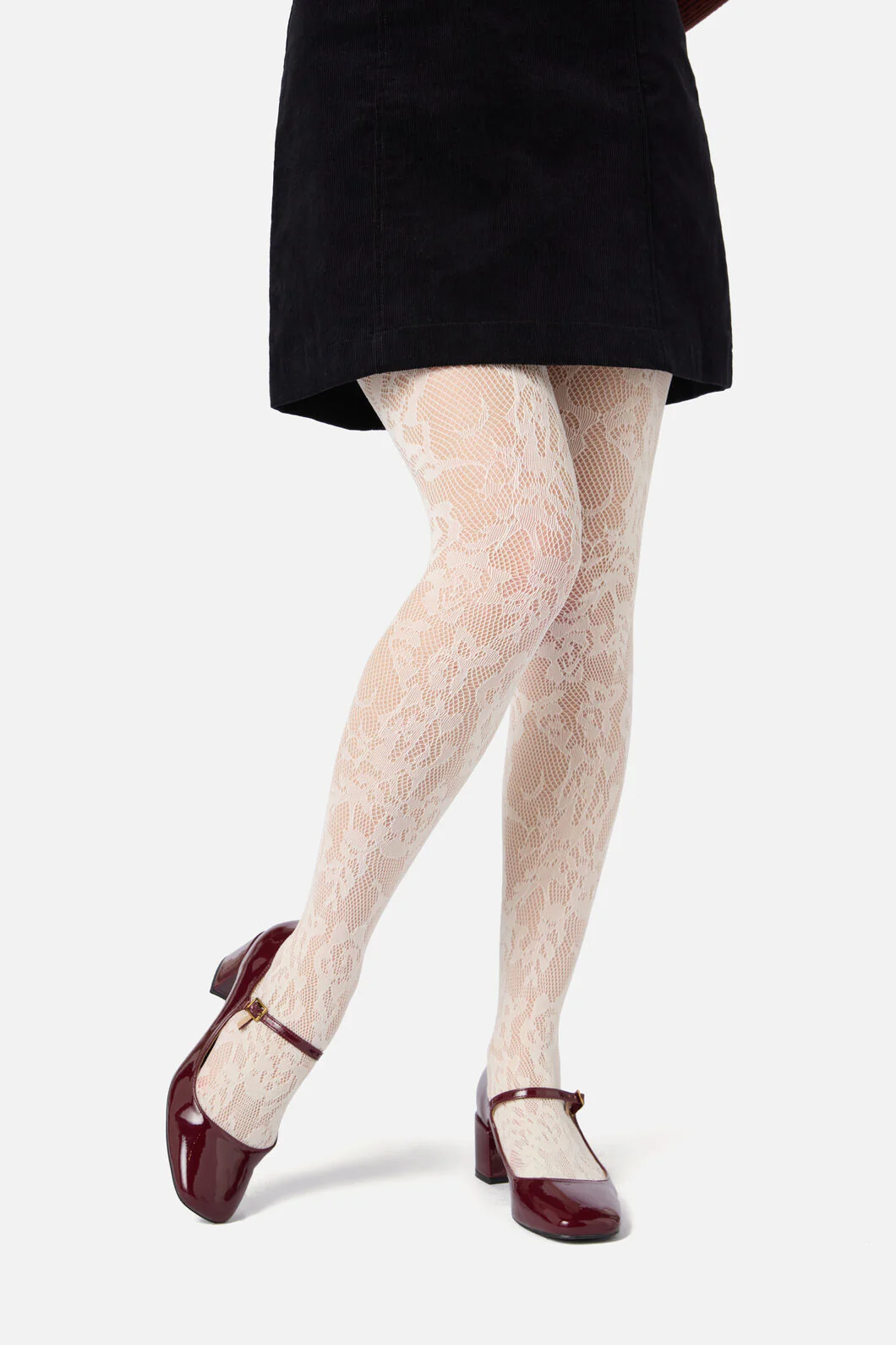 Cream Flower Tights