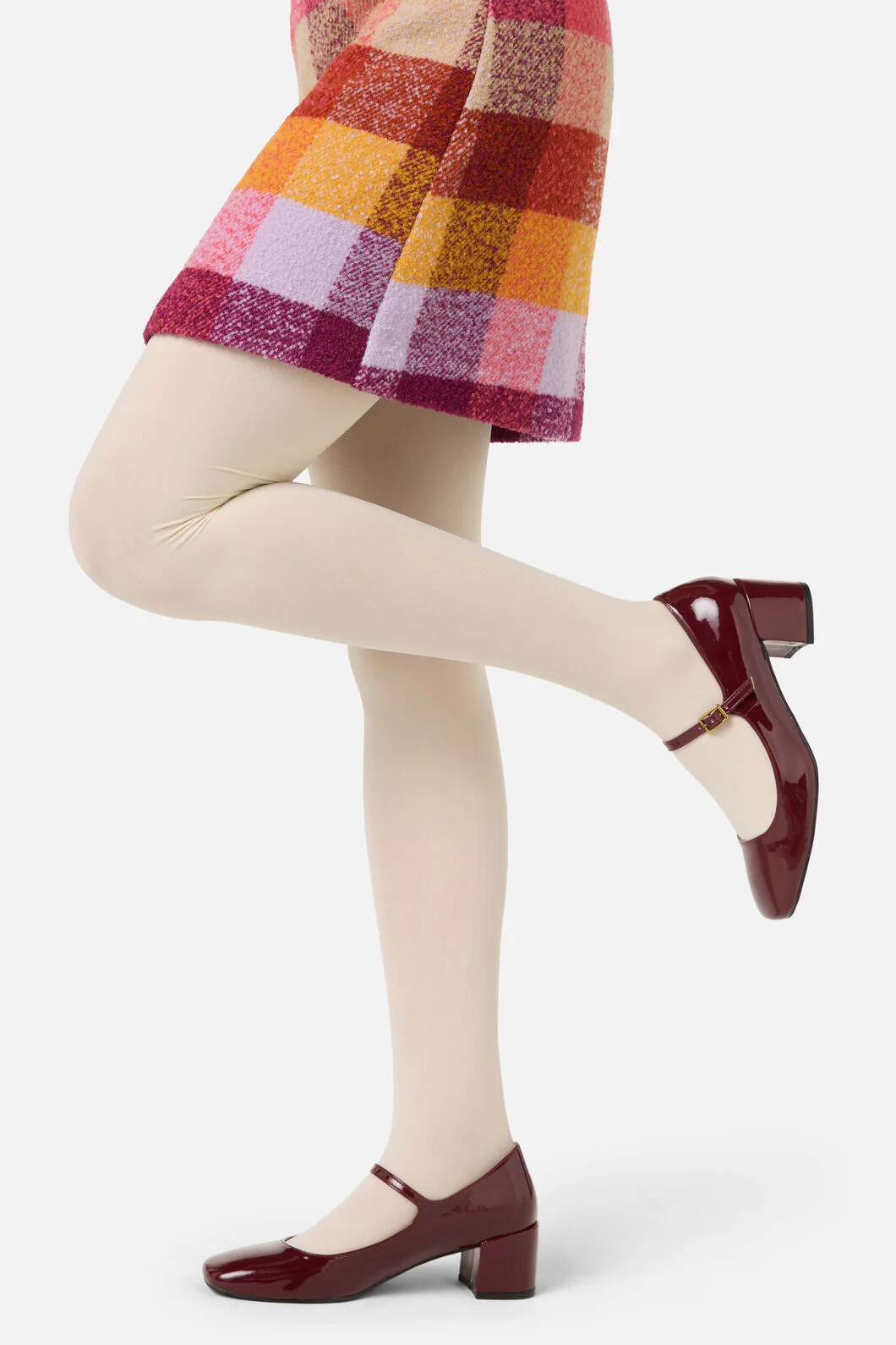 Cream Plain Tights