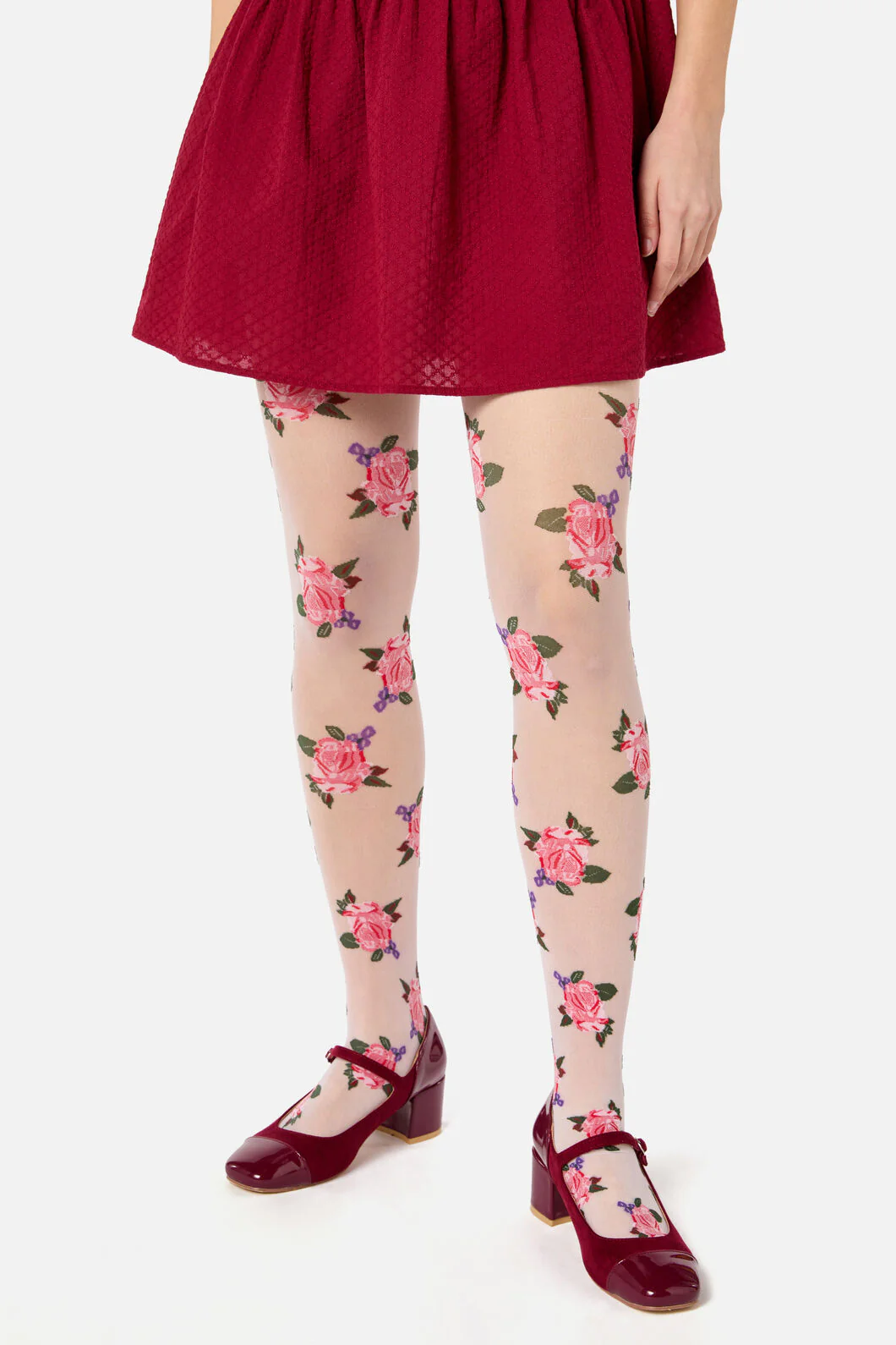Cream Sheer Roses Tights