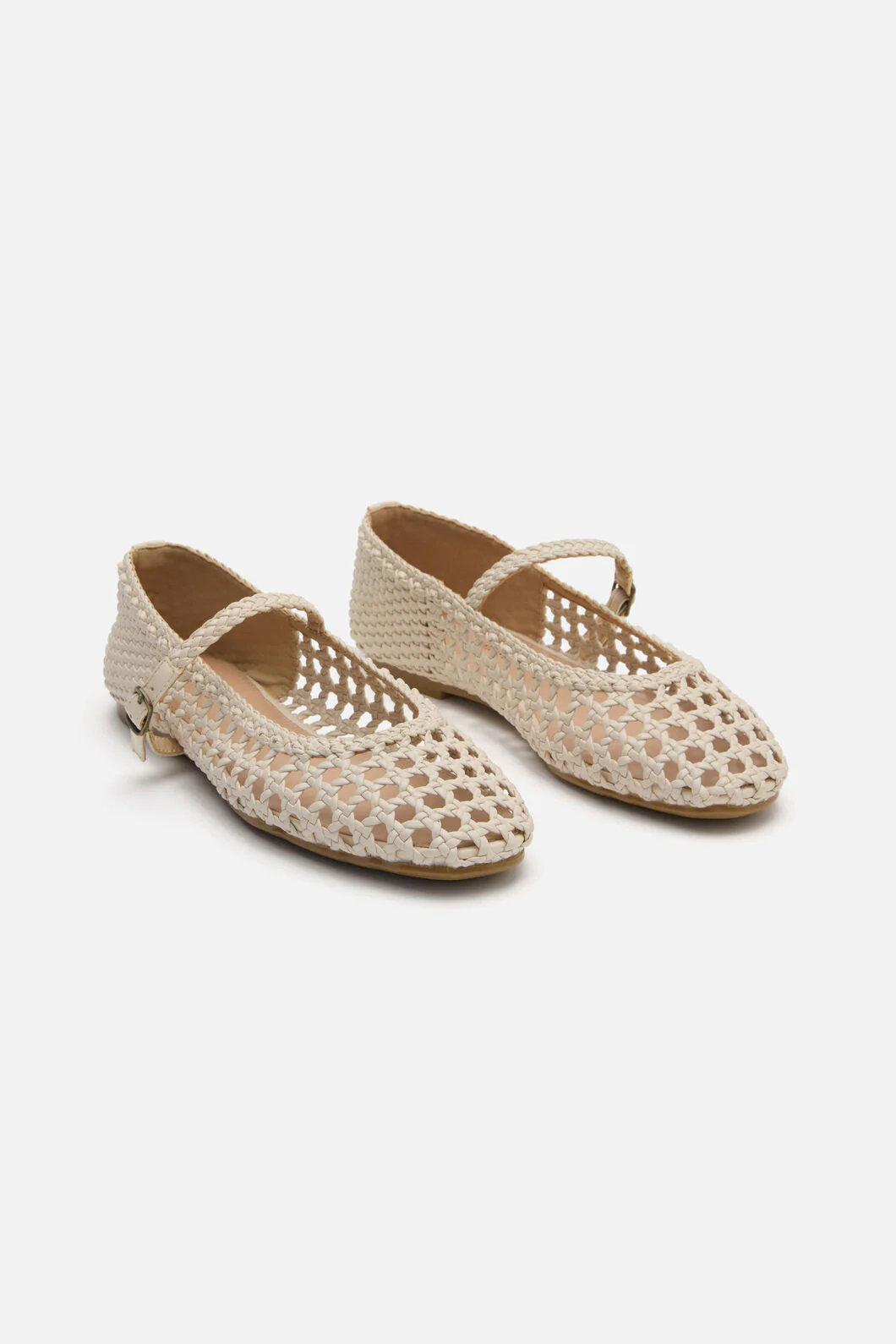 Cream Weave Flat Shoe