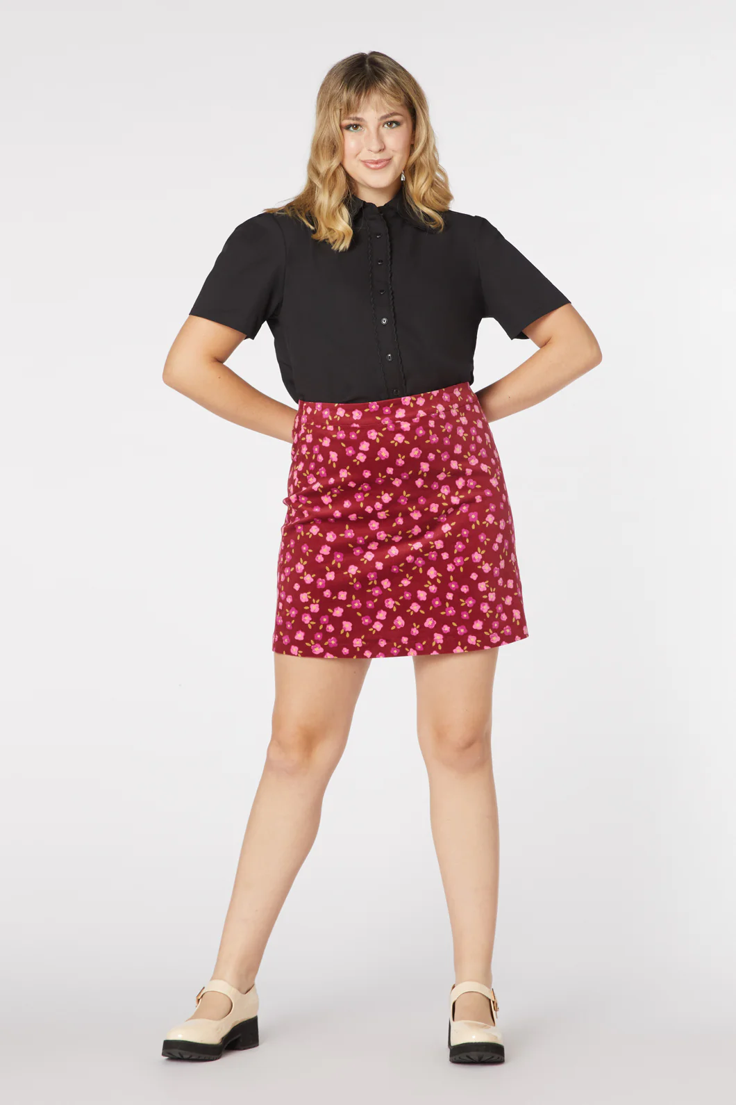 Danielle Ditsy Cord Skirt - Image 12