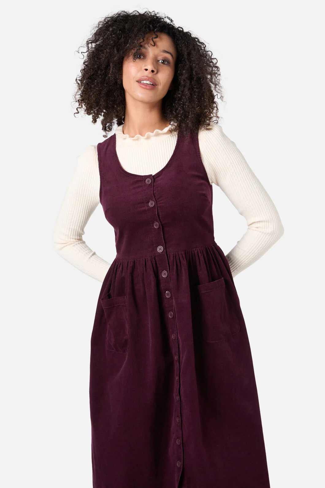 Demi Cord Pinafore Dress - Image 2
