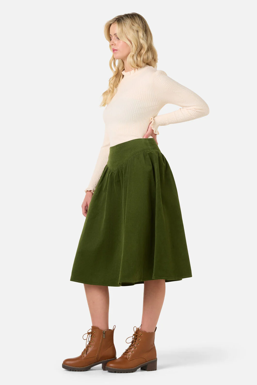 Demi Cord Yoke Skirt - Image 10