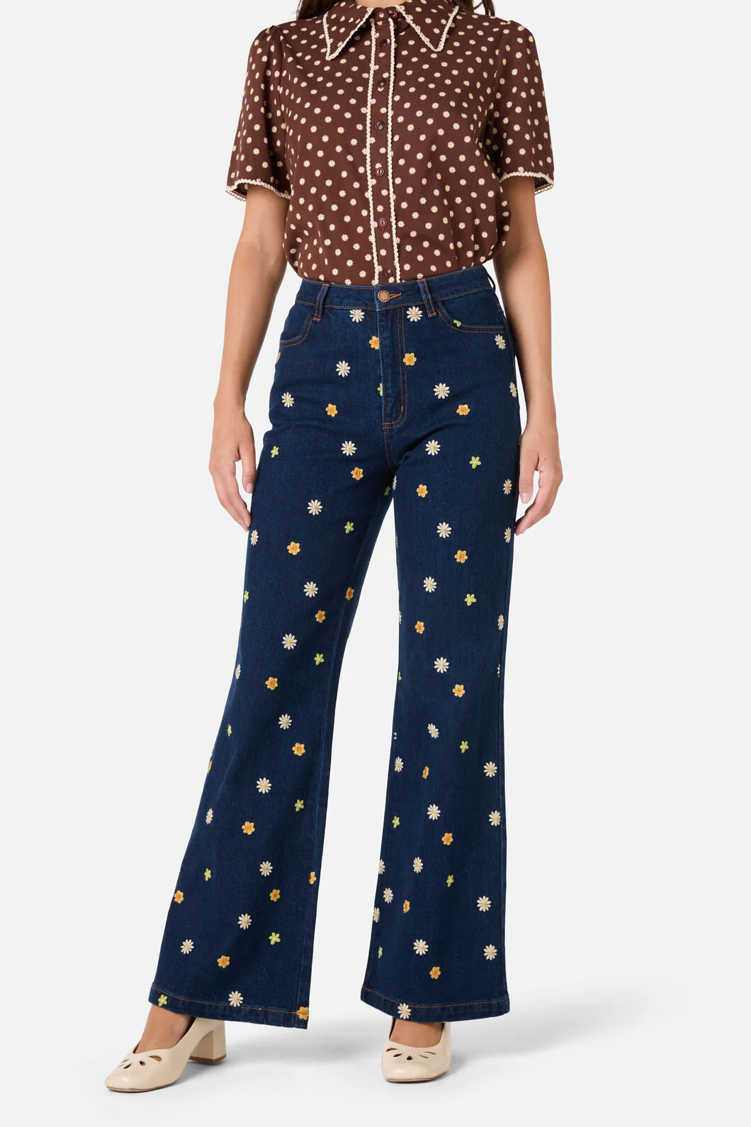 Ditsy Daisy Flared Jeans - Image 2