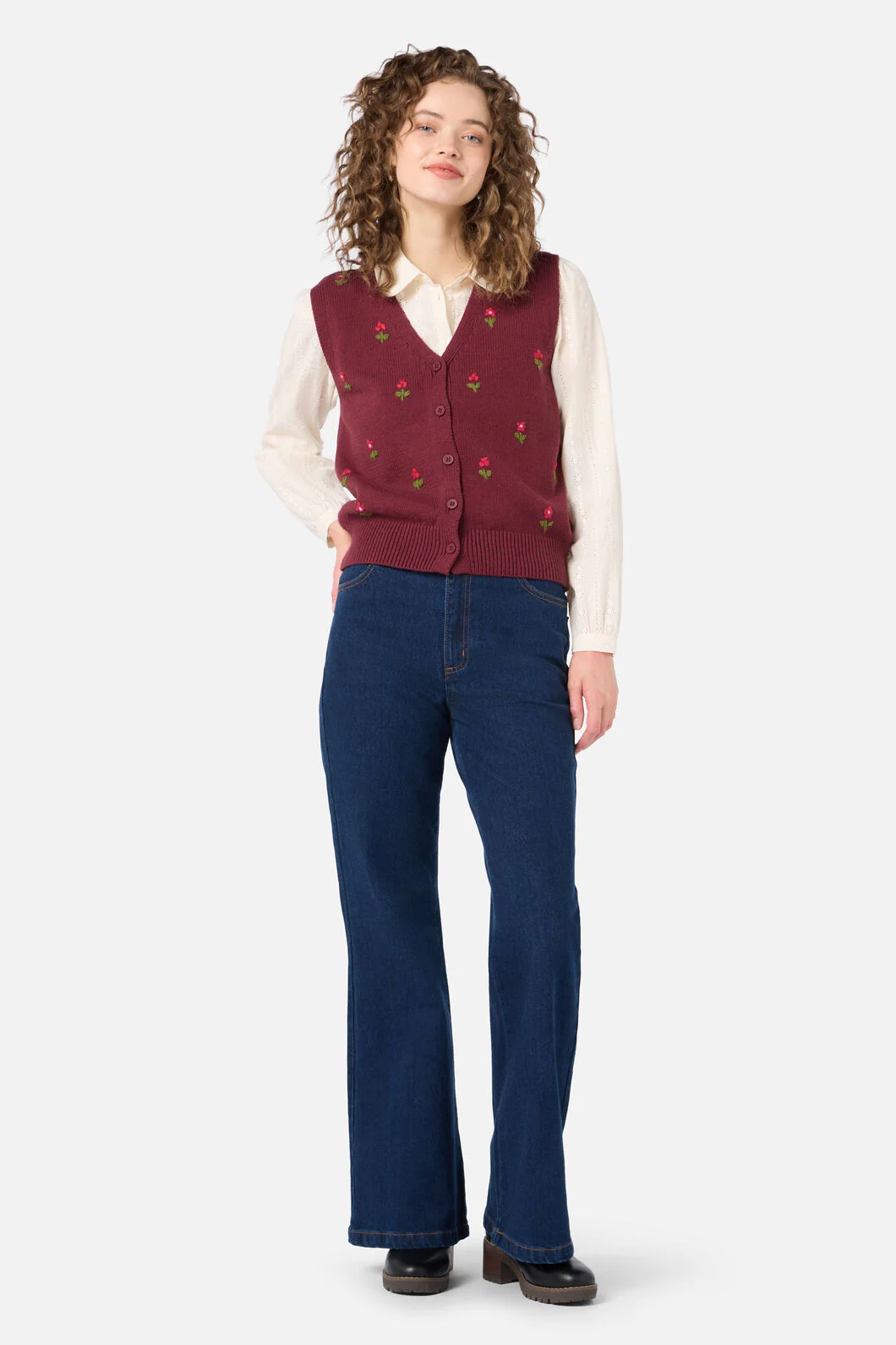 Ditsy Embroidered Knit Vest - Image 3