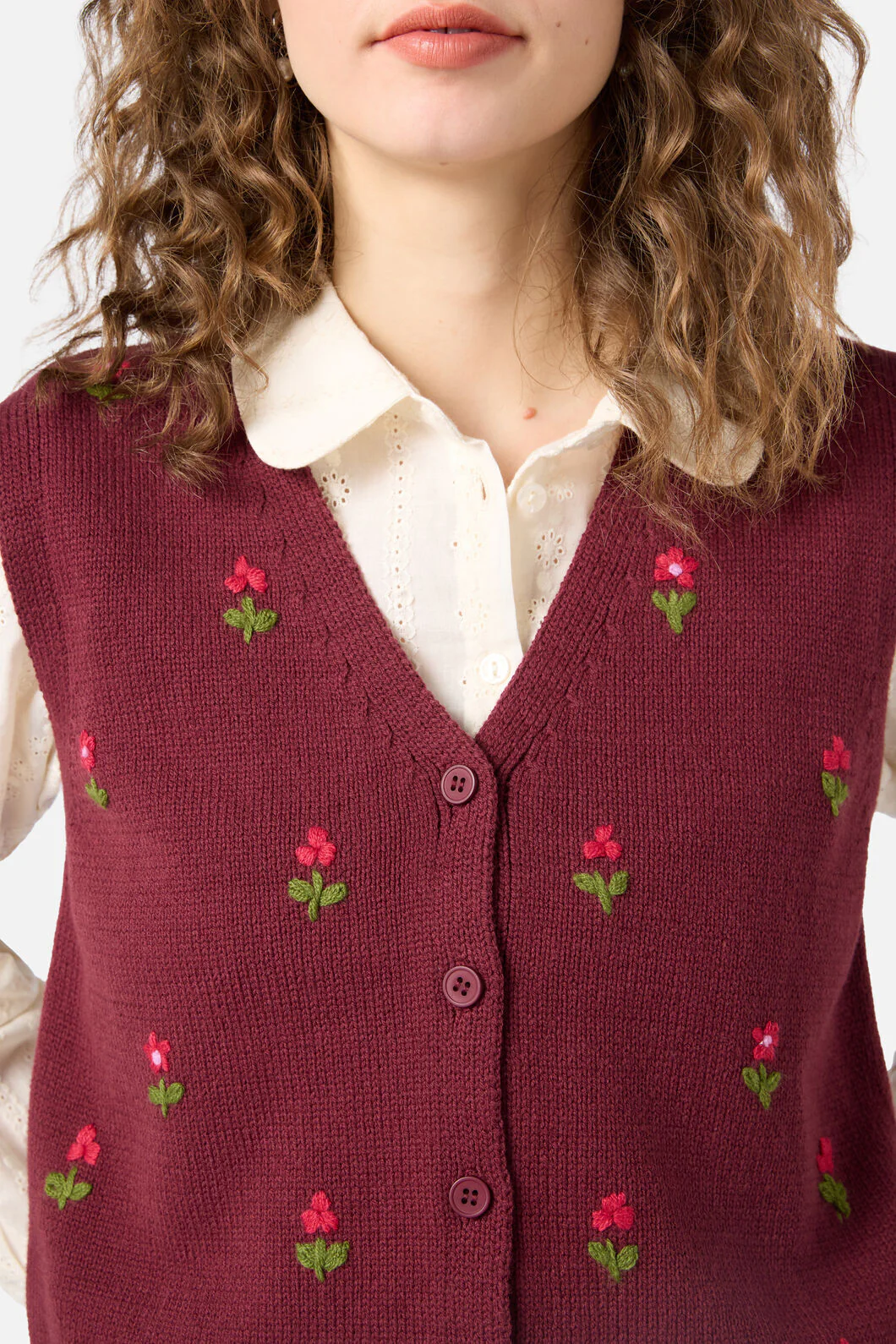 Ditsy Embroidered Knit Vest - Image 8