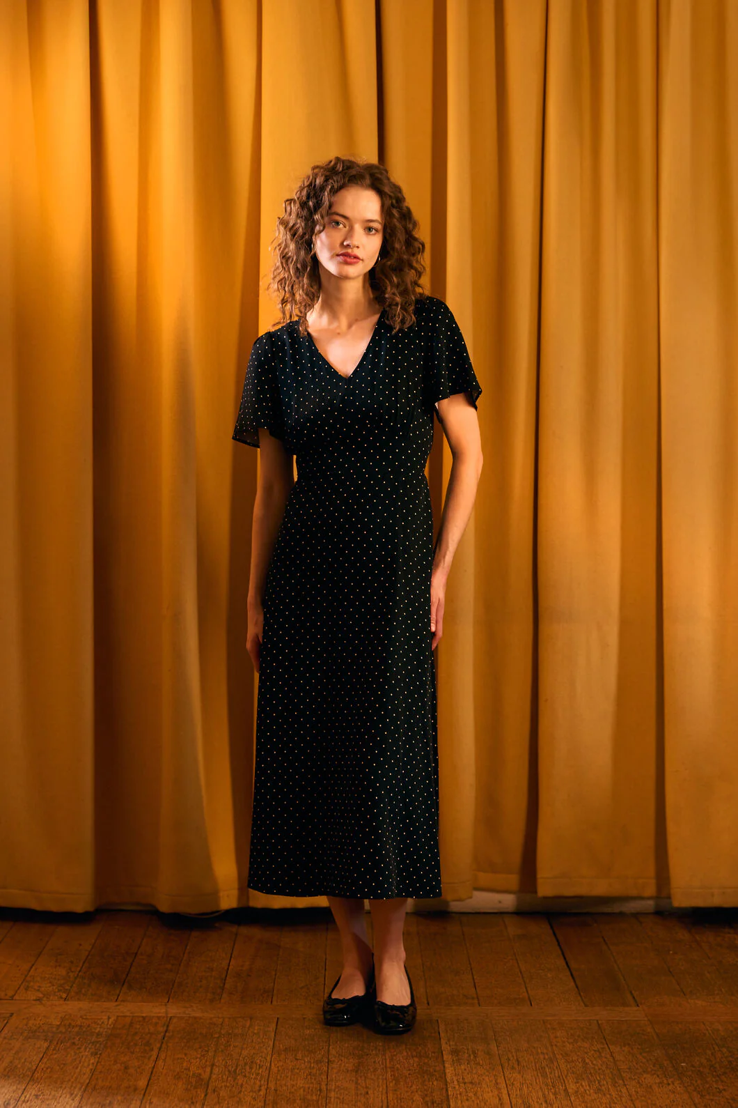 Dolly Spot Midi Dress