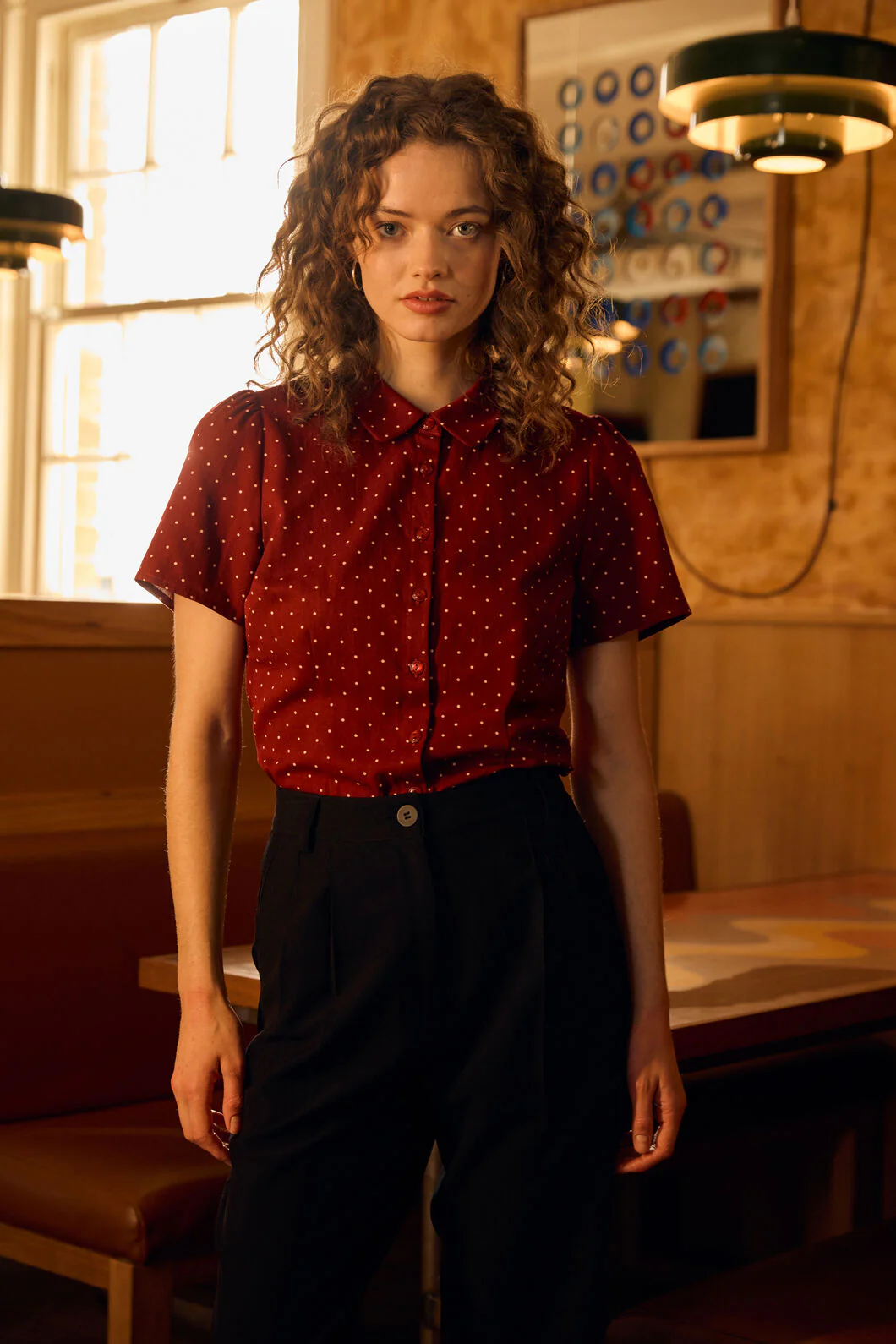 Dolly Spot Short Sleeve Blouse