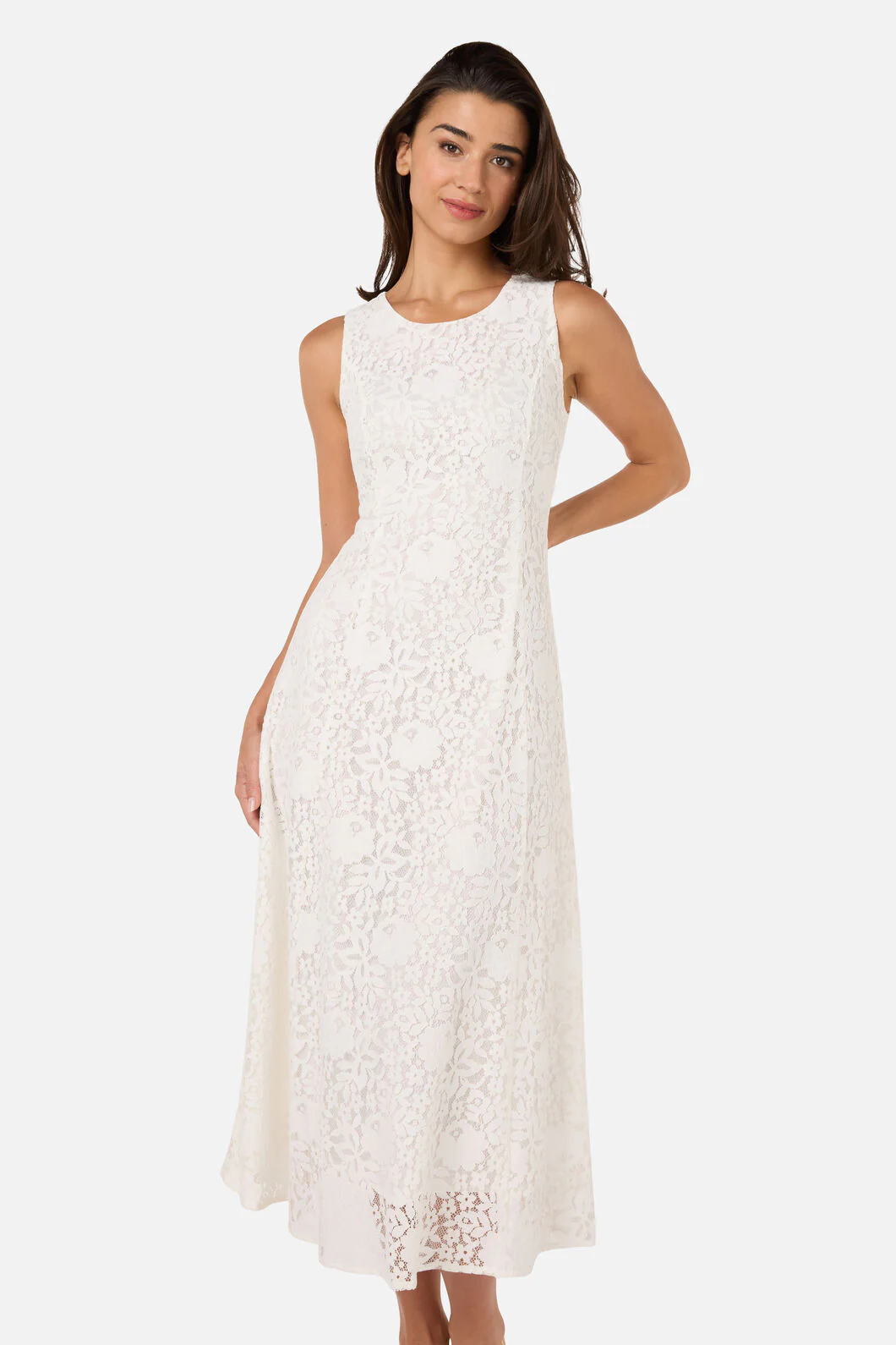 Dreamy White Lace Midi Dress - Image 6