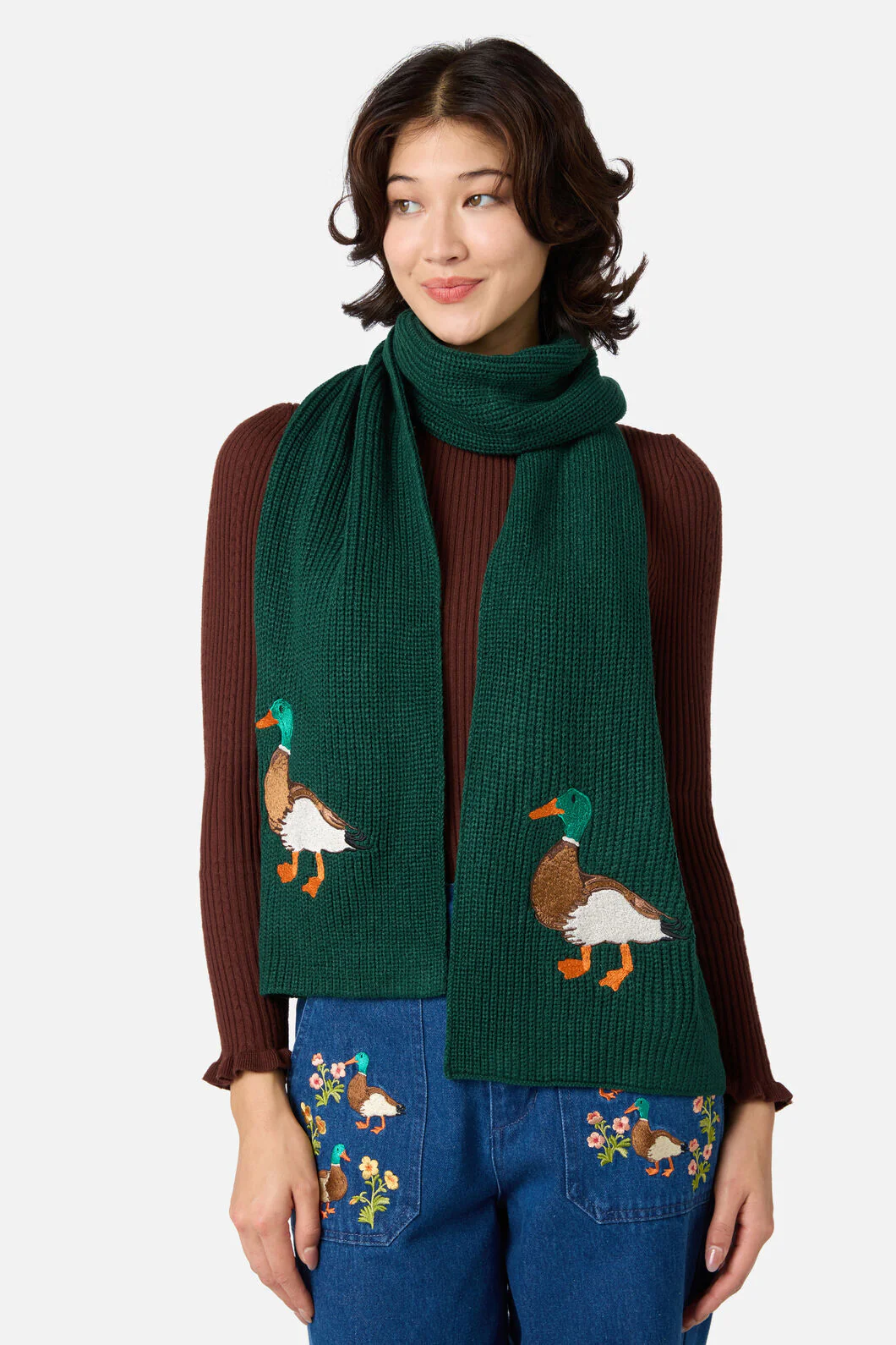 Duck Embroidered Knit Scarf - Image 2
