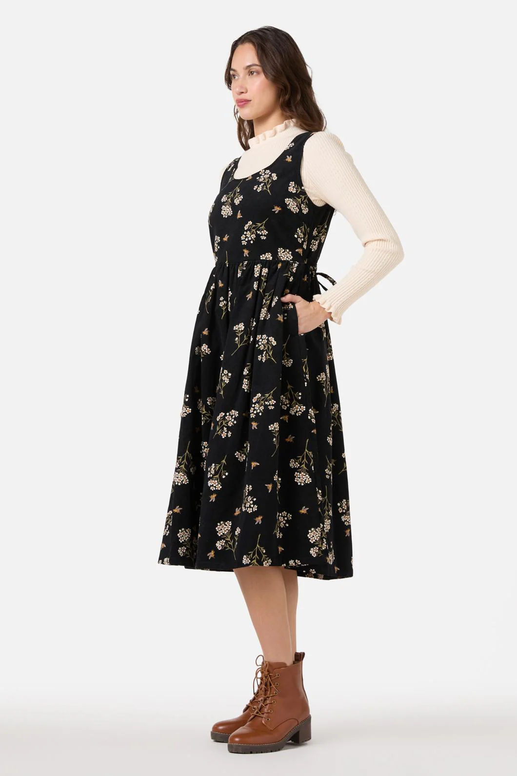 Flora Bee Cord Midi Dress - Image 3