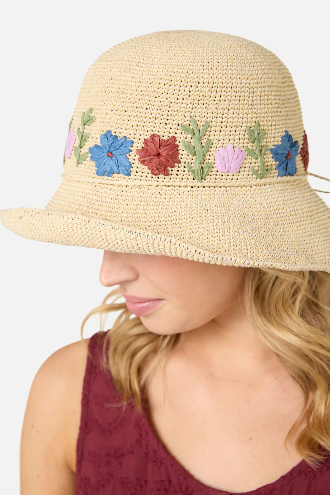 Floral Embroidered Sun Hat - Image 3