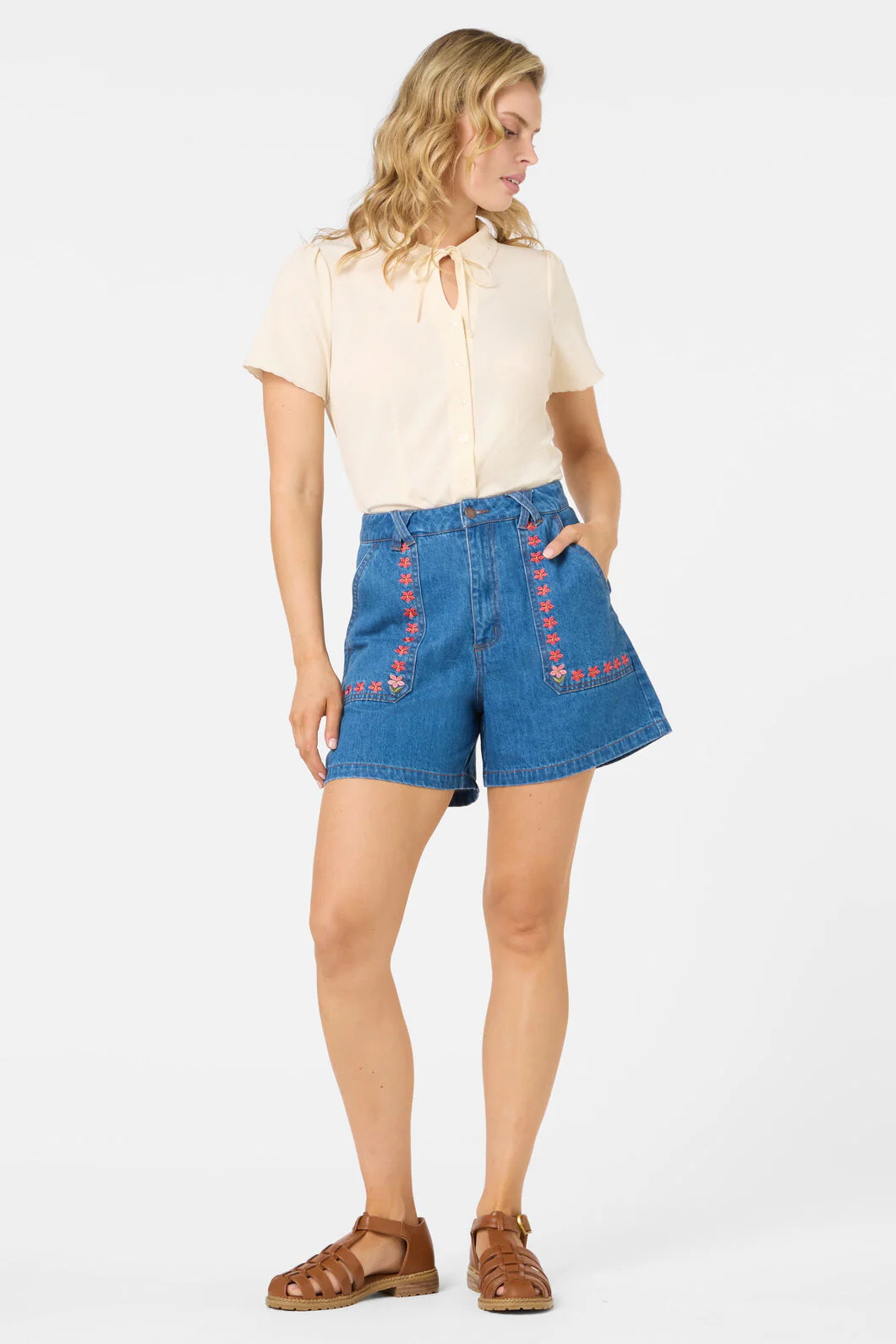 Flower Girl Embroidered Shorts - Image 3