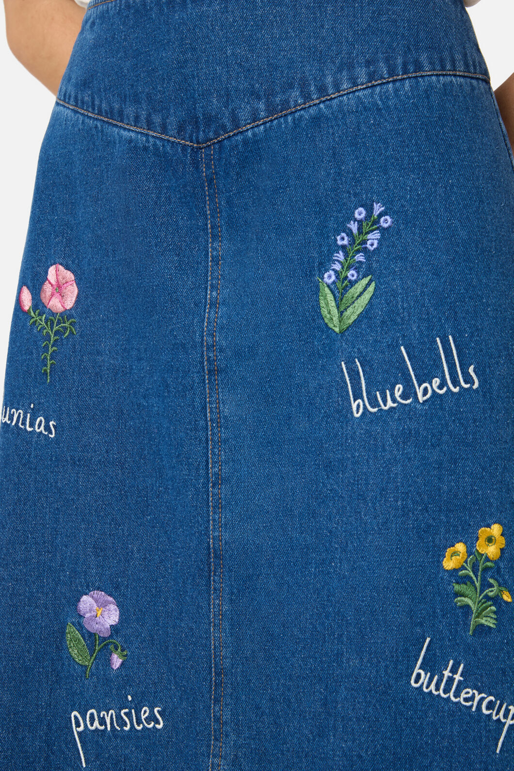 Flower Patch Emb Denim Skirt - Image 5