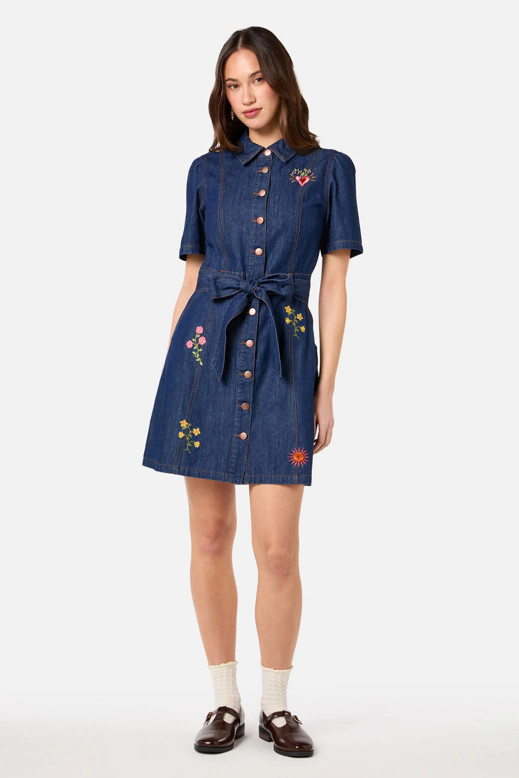 Folk Art Denim Dress - Image 4