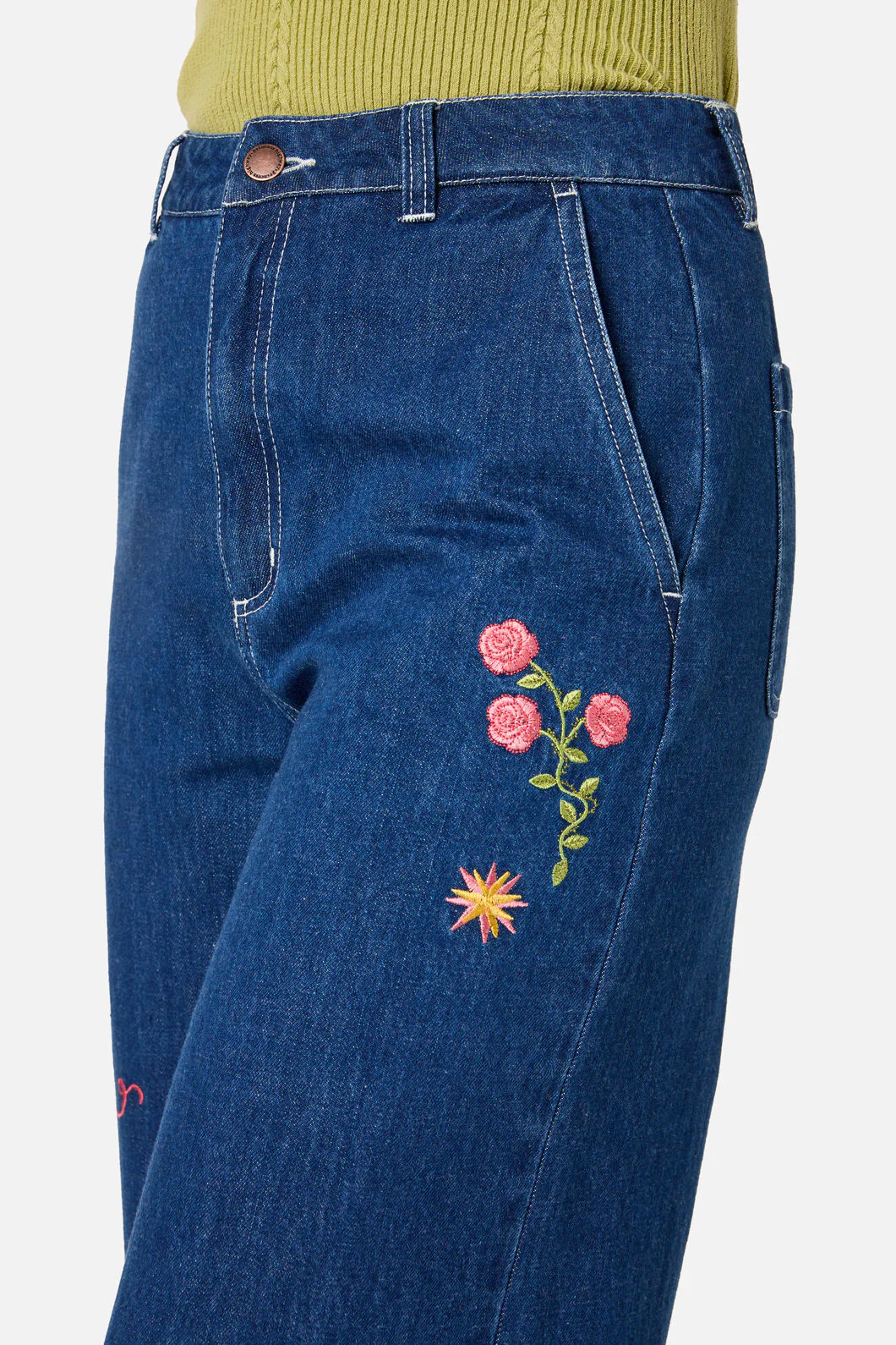 Folk Art Embroidered Jean - Image 6