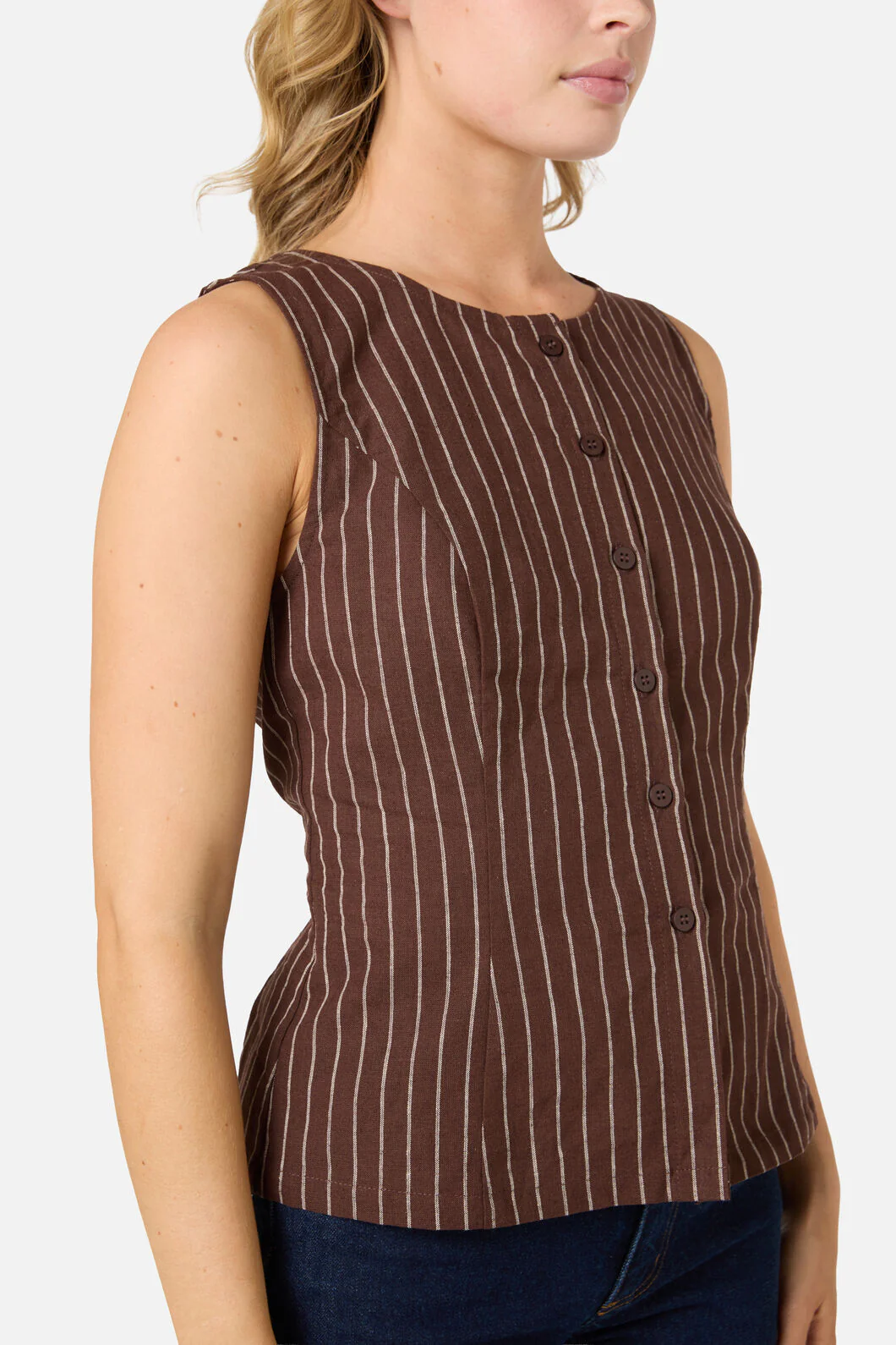 Frankie Pinstripe Vest Top - Image 15