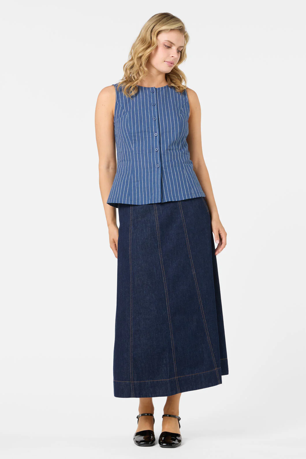 Frankie Pinstripe Vest Top - Image 4