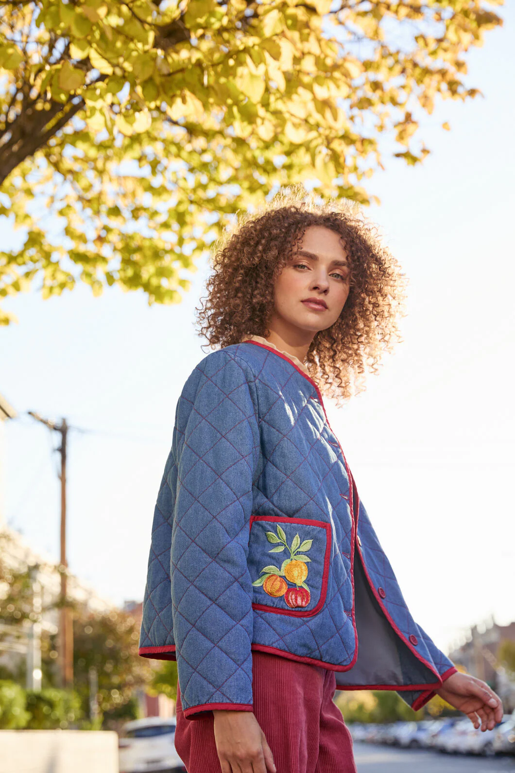 Fruit Emb Quilted Jacket - Image 3