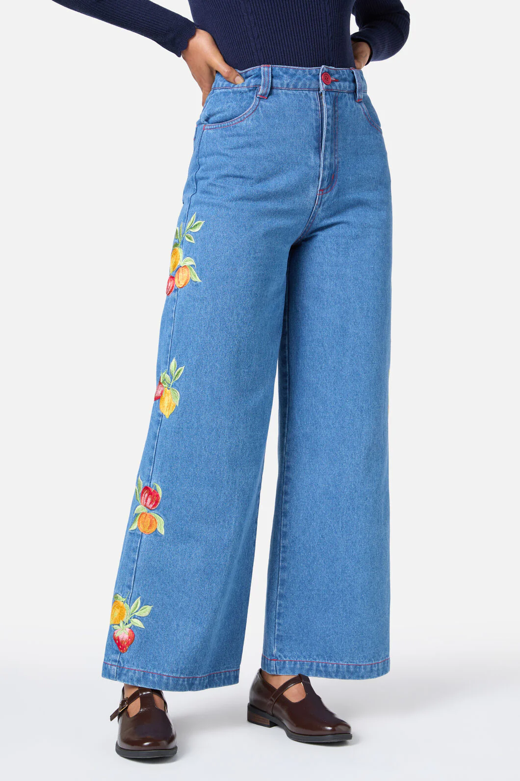 Fruit Embroidered Denim Jean - Image 3