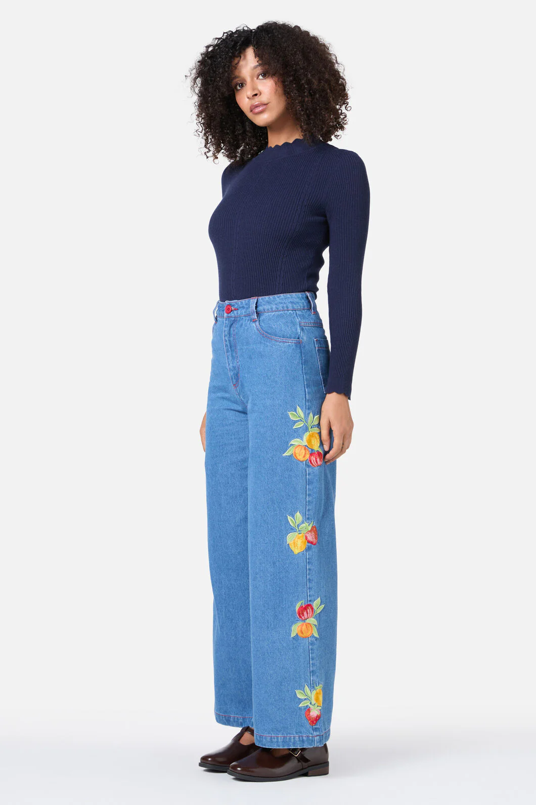 Fruit Embroidered Denim Jean - Image 4