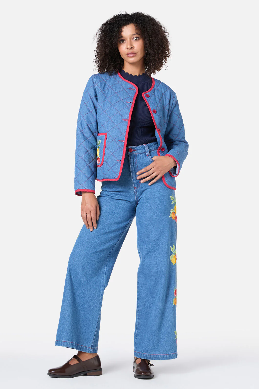 Fruit Embroidered Denim Jean - Image 7