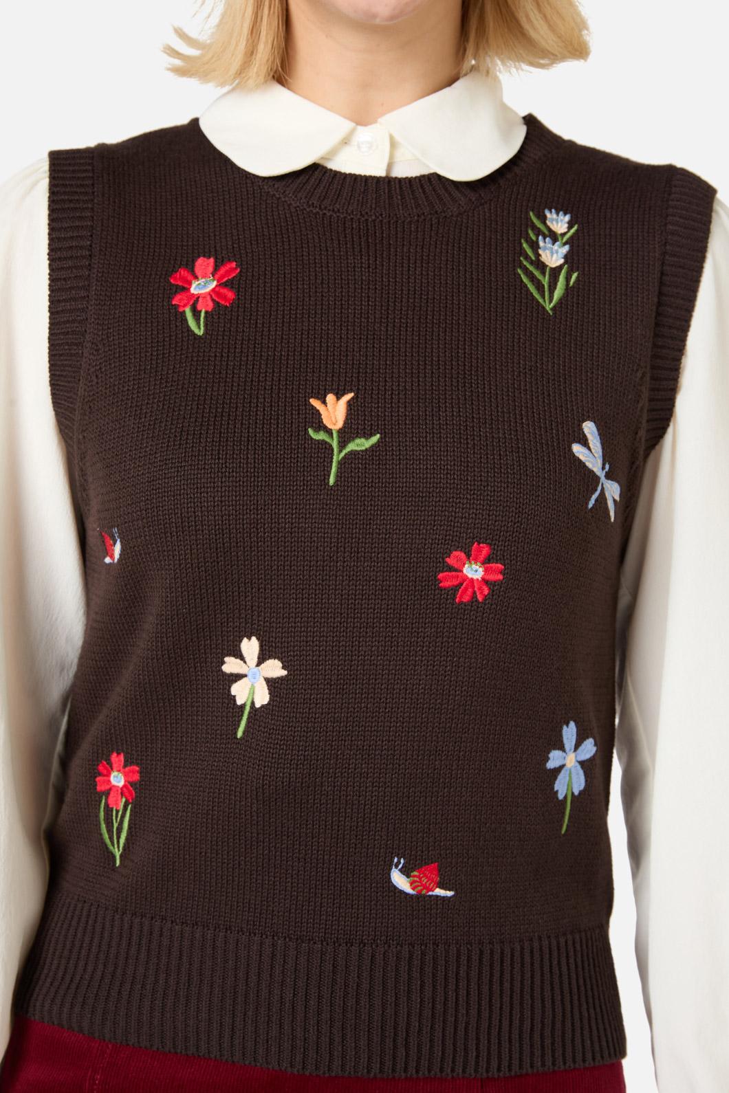 Garden Embroidered Knit Vest - Image 5