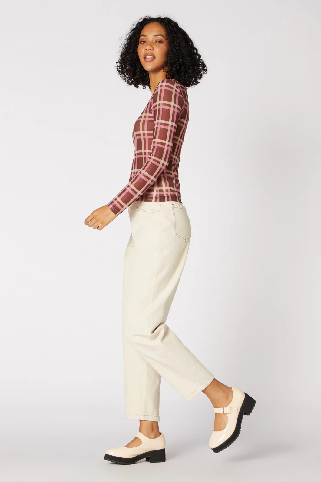 Gina Check Mesh Top - Image 3