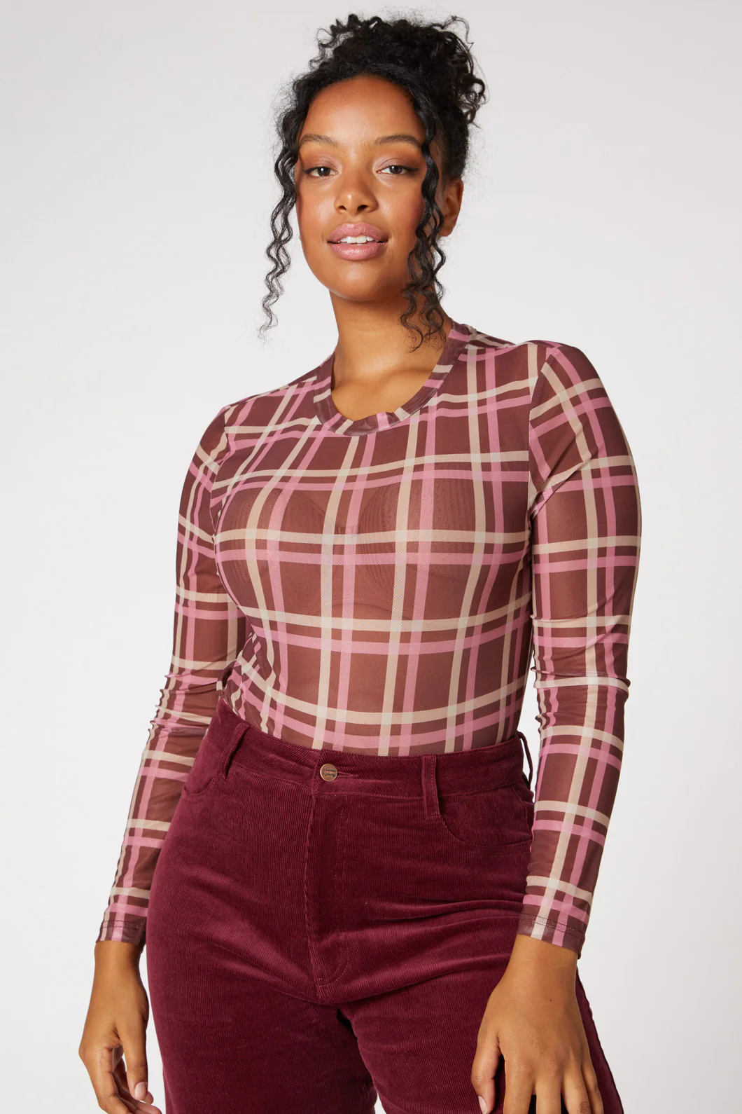 Gina Check Mesh Top - Image 5