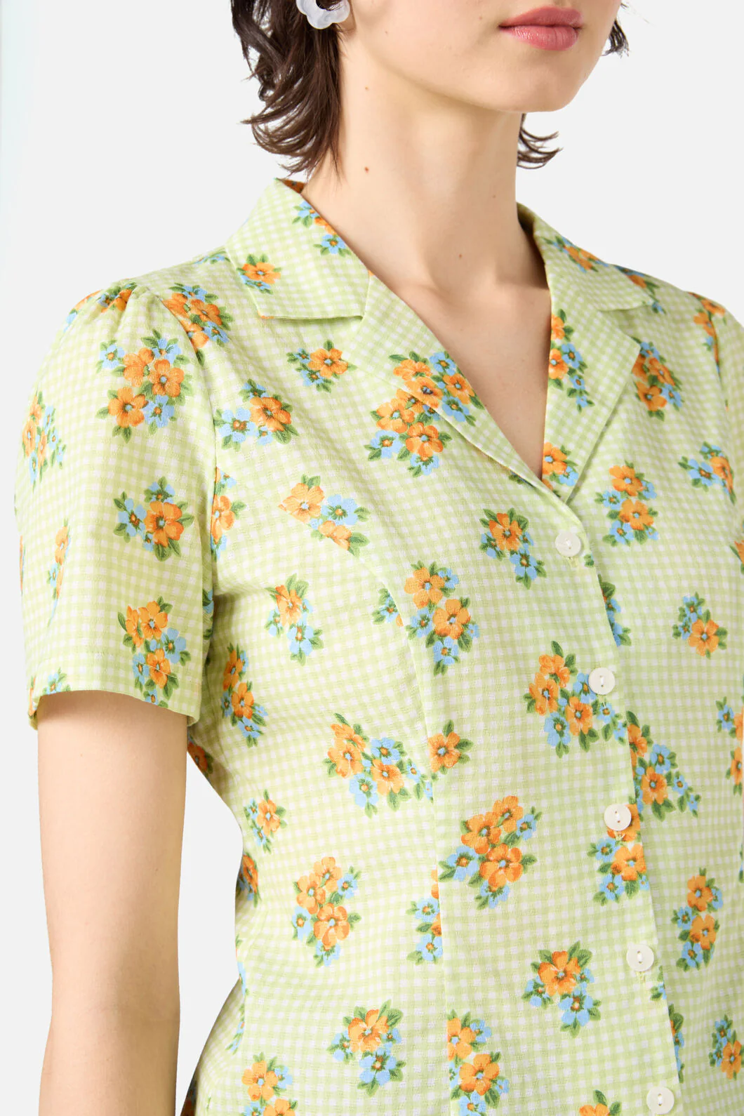 Gingham Floral Blouse - Image 5