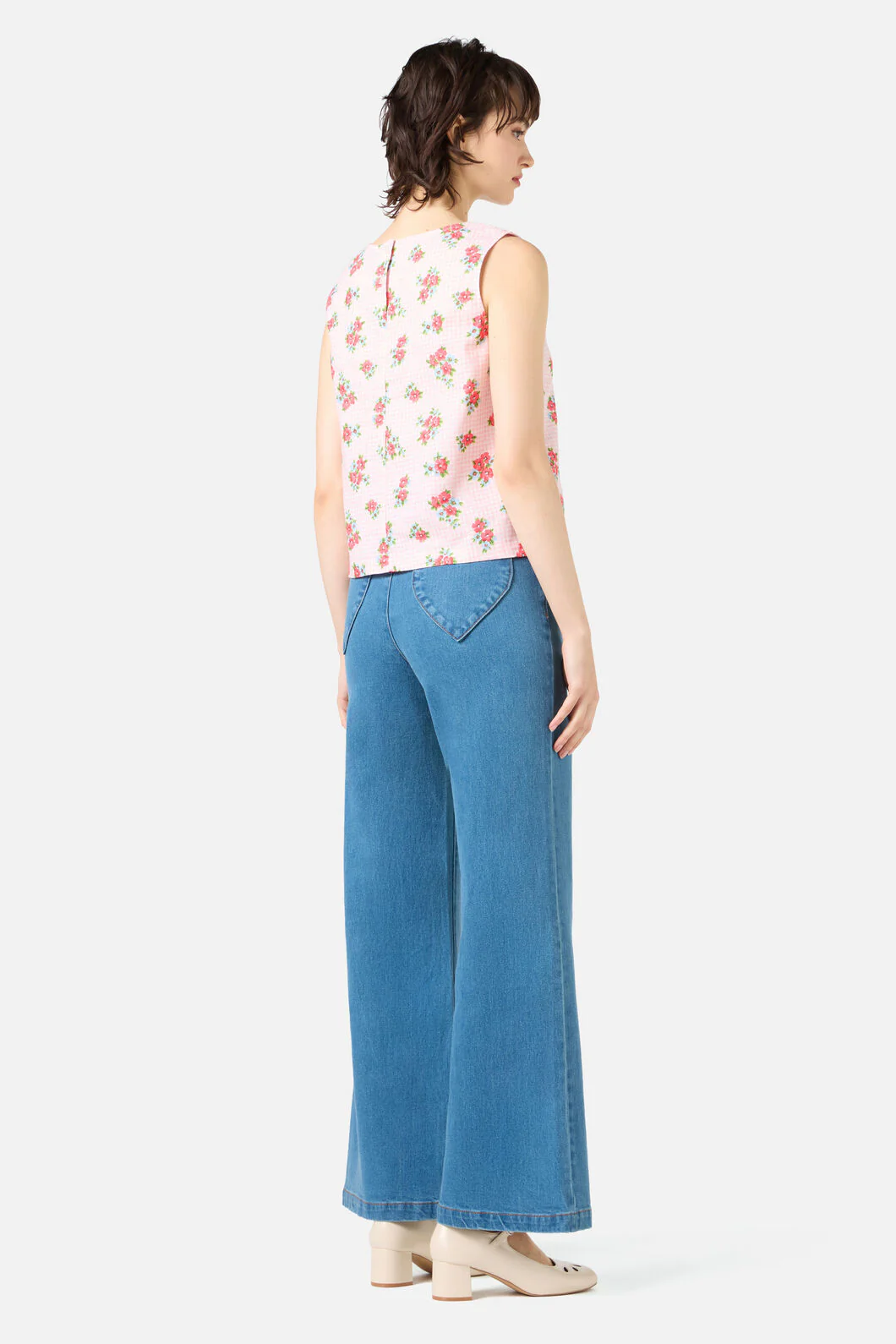 Gingham Floral Shell Top - Image 4