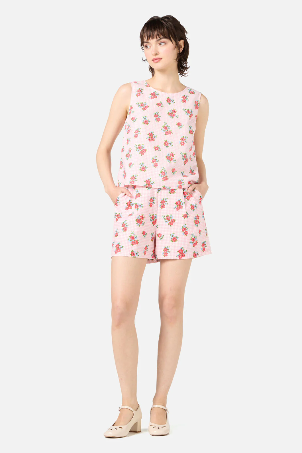 Gingham Floral Shell Top - Image 5
