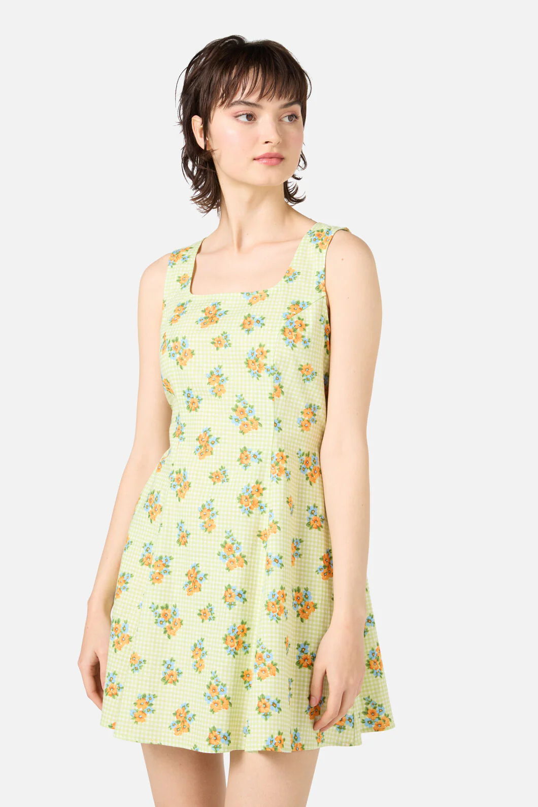 Gingham Floral Shift Dress - Image 2