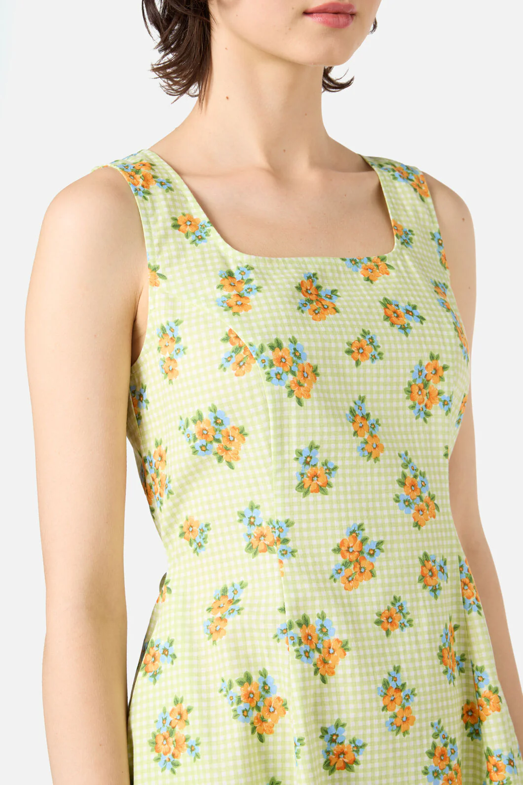 Gingham Floral Shift Dress - Image 9
