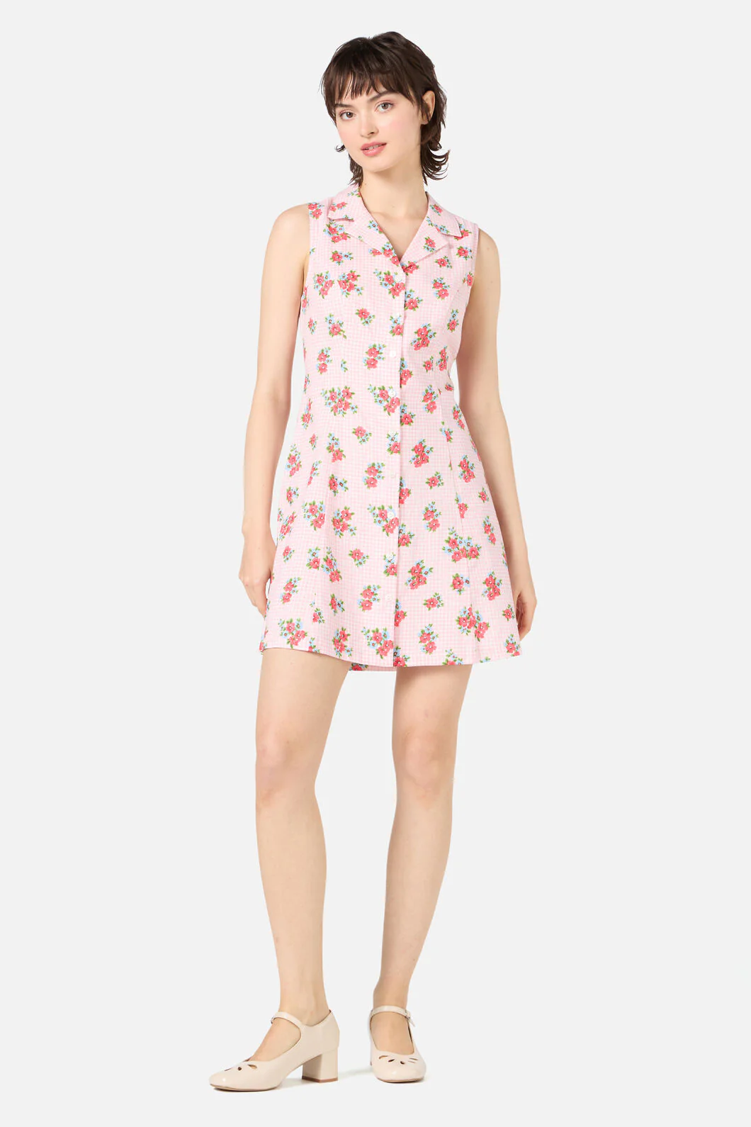 Gingham Floral Shirt Dress - Image 2