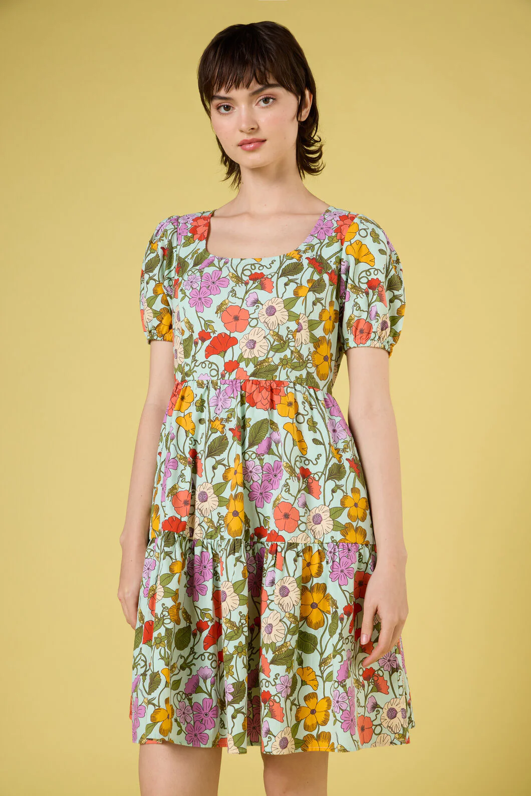 Grasshopper Floral Mini Dress