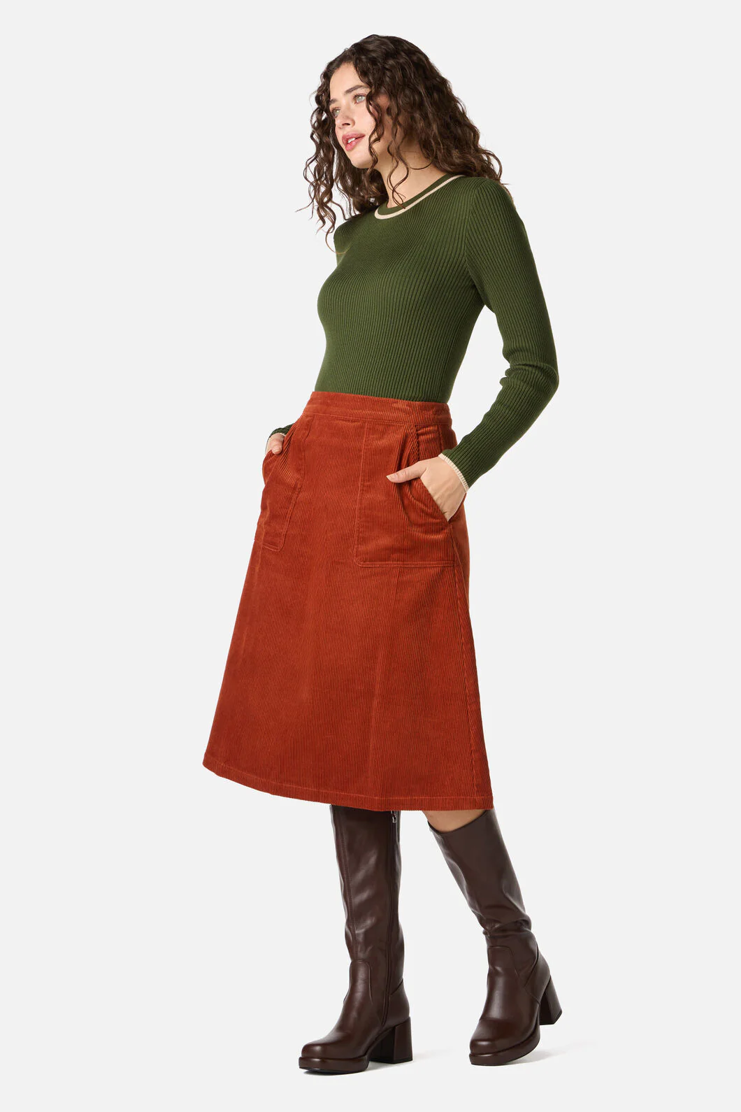 Jamie Cord Midi Skirt - Image 8
