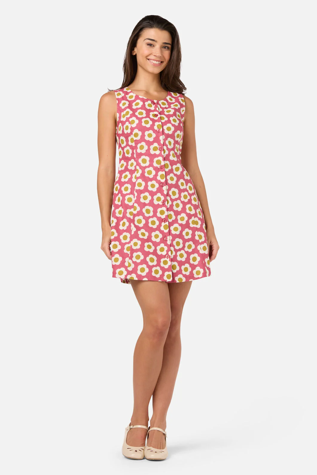 Janie 60'S Button Mini Dress - Image 2